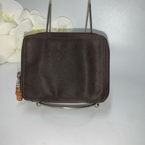Authentic Gucci Leather/Canvas Bamboo Wallet Brown - Picture 2 of 11